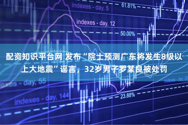 配资知识平台网 发布“院士预测广东将发生8级以上大地震”谣言，32岁男子罗某良被处罚